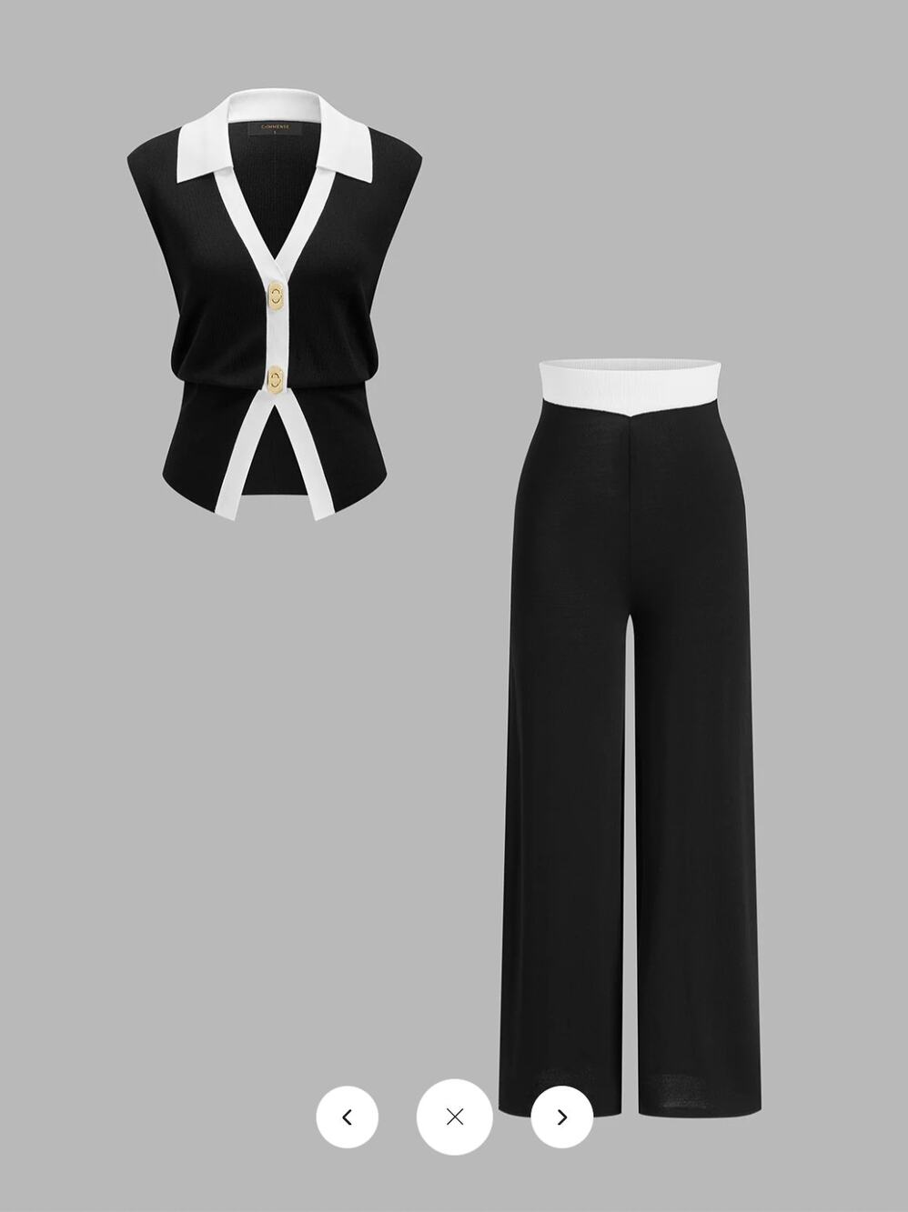NWT Commense Contrast Trim Knit Vest & Pants Set Sz M